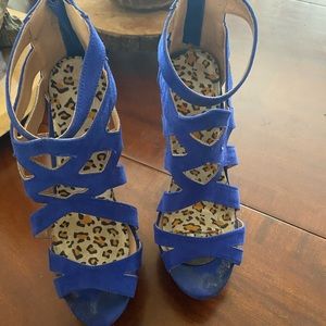 Sexy platform blue suede shoes size 6